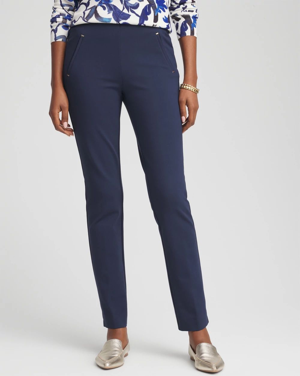 希少jent louis Side Line Tucked Pants Sサイズ Juliet Slim Trim Detail Ankle Pants | Chico's